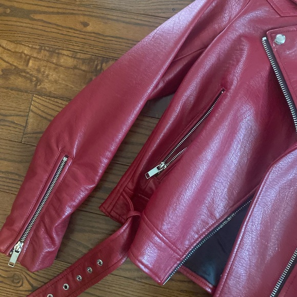 Zara red leather motto jacket - Picture 2 of 6